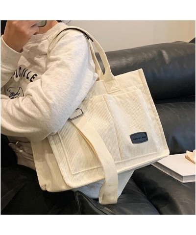 Tote Bag Women Corduroy Hobo Bag Satchel Bag College Bag Travel Bag Crossbody Bags Messenger Bag Tote Handbag 2024 B White Bl...