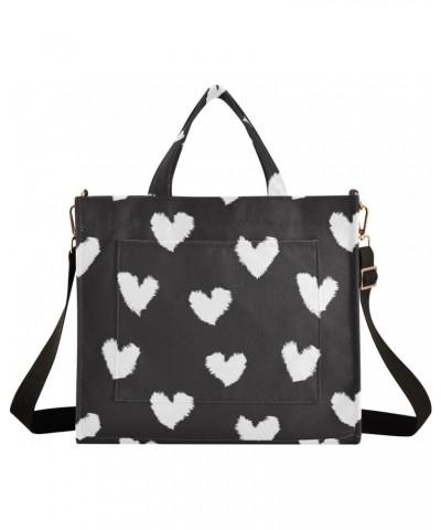 Corduroy Handbags for Women Tote Bags with Adjustable Strap White Heart Shaped Shoulder Bag Casual Crossbody Bag Ladies Handb...