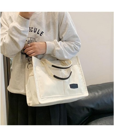 Tote Bag Women Corduroy Hobo Bag Satchel Bag College Bag Travel Bag Crossbody Bags Messenger Bag Tote Handbag 2024 B White Bl...