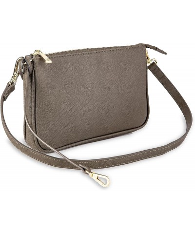 Saffiano Leather Shoulder Bag for Women Leather Purse Minimalist Clutch Handbag Wristlet Khaki Green $25.17 Wristlets