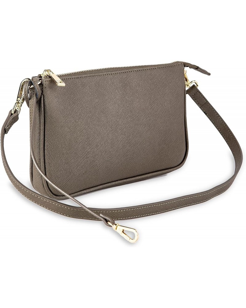 Saffiano Leather Shoulder Bag for Women Leather Purse Minimalist Clutch Handbag Wristlet Khaki Green $25.17 Wristlets