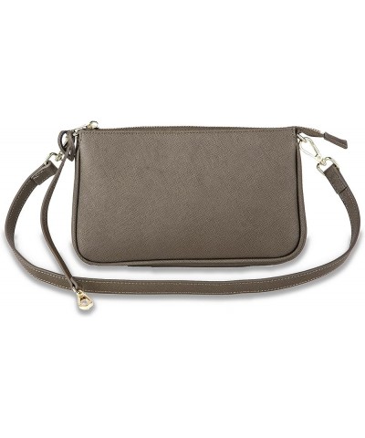 Saffiano Leather Shoulder Bag for Women Leather Purse Minimalist Clutch Handbag Wristlet Khaki Green $25.17 Wristlets