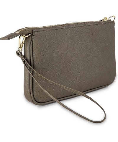 Saffiano Leather Shoulder Bag for Women Leather Purse Minimalist Clutch Handbag Wristlet Khaki Green $25.17 Wristlets