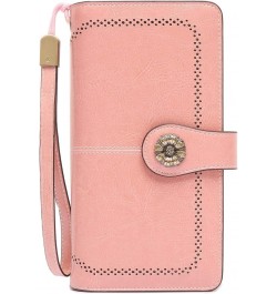 Wristlet Wallets for Women Waxy Leather Credit Card Wallet with Rfid Blocking A01-pink $14.36 Wallets