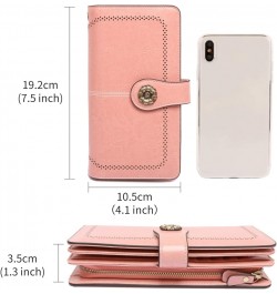 Wristlet Wallets for Women Waxy Leather Credit Card Wallet with Rfid Blocking A01-pink $14.36 Wallets