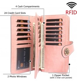 Wristlet Wallets for Women Waxy Leather Credit Card Wallet with Rfid Blocking A01-pink $14.36 Wallets