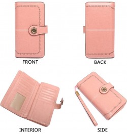 Wristlet Wallets for Women Waxy Leather Credit Card Wallet with Rfid Blocking A01-pink $14.36 Wallets