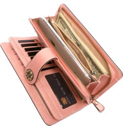 Wristlet Wallets for Women Waxy Leather Credit Card Wallet with Rfid Blocking A01-pink $14.36 Wallets