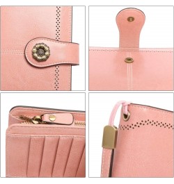 Wristlet Wallets for Women Waxy Leather Credit Card Wallet with Rfid Blocking A01-pink $14.36 Wallets