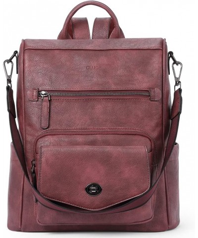 Backpack Purse for Women Fashion Large Size Leather Backpacks Convertible Anti-theft Bag Y 0-6 Wine Red $20.87 Backpacks