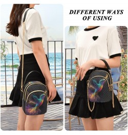 Rainbow Hummingbird Crossbody Shoulder Bags for Women, Compact Fashion Sling Bag with Chain Strap Top handle for Evening Part...