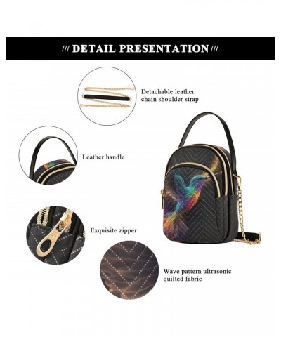 Rainbow Hummingbird Crossbody Shoulder Bags for Women, Compact Fashion Sling Bag with Chain Strap Top handle for Evening Part...