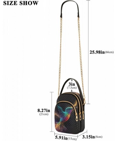 Rainbow Hummingbird Crossbody Shoulder Bags for Women, Compact Fashion Sling Bag with Chain Strap Top handle for Evening Part...