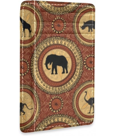 Ethnic African Animals Pattern Slim Minimalist Wallets Rfid Blocking Card Wallets PU Leather Front Pocket Wallets for Men Wom...