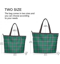 White Green Check Plaid Women Tote Bag Handbag Large Capacity Shoulder Bags $10.00 Shoulder Bags