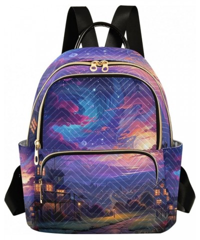 Mini Backpack Purse for Women, Galaxy Sky House Travel Bag Casual Daypack Shoulder Bag Medium $12.80 Backpacks