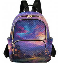 Mini Backpack Purse for Women, Galaxy Sky House Travel Bag Casual Daypack Shoulder Bag Medium $12.80 Backpacks