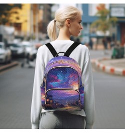 Mini Backpack Purse for Women, Galaxy Sky House Travel Bag Casual Daypack Shoulder Bag Medium $12.80 Backpacks