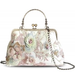 Small Top Handle Evening Purse Bag Vintage Kiss Lock Lace Purses And Handbags For Women 3d Flower Purse 3d-flower-white $30.5...