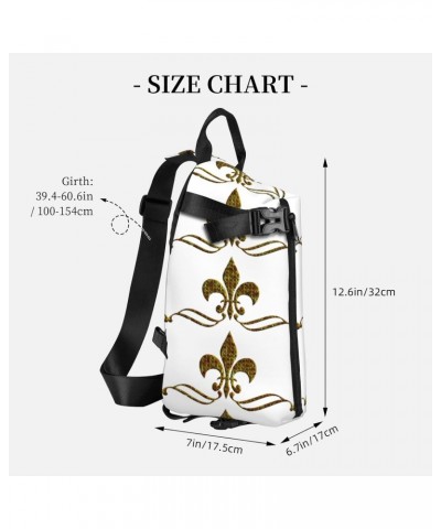 Crossbody Sling Backpack Fleur-De-Lis-Vintage-Gold Travel Hiking Chest Daypack One Strap Shoulder Bag $13.78 Crossbody Bags