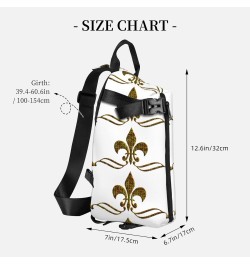 Crossbody Sling Backpack Fleur-De-Lis-Vintage-Gold Travel Hiking Chest Daypack One Strap Shoulder Bag $13.78 Crossbody Bags