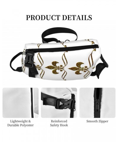 Crossbody Sling Backpack Fleur-De-Lis-Vintage-Gold Travel Hiking Chest Daypack One Strap Shoulder Bag $13.78 Crossbody Bags