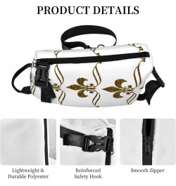 Crossbody Sling Backpack Fleur-De-Lis-Vintage-Gold Travel Hiking Chest Daypack One Strap Shoulder Bag $13.78 Crossbody Bags