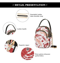 Red Sea Shrimp Small Crossbody Handbag for Women Mini Over Shoulder Purse with Three Zippered Pockets Durable Holder Wallet f...