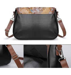 Printed Shoulder Crossbody Bag Leather Hobo Bags Medium Ladies Top Handles Satchels Christmas New Year Snowflake Color1 $27.9...