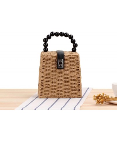 Cute Summer Retro Straw Portable Handbag Womens Cross Body Bag Messenger Satchel Beach Metal Lock Shoulder Bag $37.95 Totes