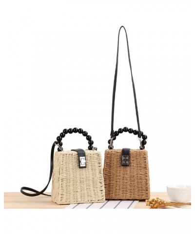 Cute Summer Retro Straw Portable Handbag Womens Cross Body Bag Messenger Satchel Beach Metal Lock Shoulder Bag $37.95 Totes