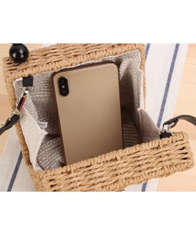 Cute Summer Retro Straw Portable Handbag Womens Cross Body Bag Messenger Satchel Beach Metal Lock Shoulder Bag $37.95 Totes