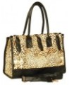 [Desert Isle] Leopard Fur Leatherette Double Handle Satchel Bag Handbag Purse $15.59 Satchels