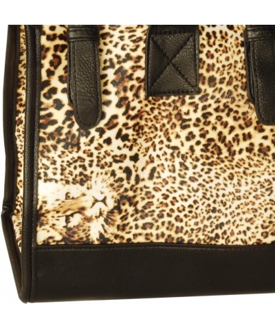 [Desert Isle] Leopard Fur Leatherette Double Handle Satchel Bag Handbag Purse $15.59 Satchels