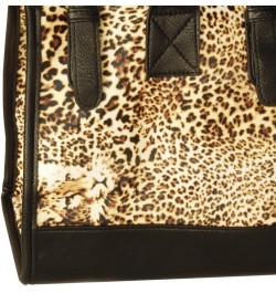 [Desert Isle] Leopard Fur Leatherette Double Handle Satchel Bag Handbag Purse $15.59 Satchels