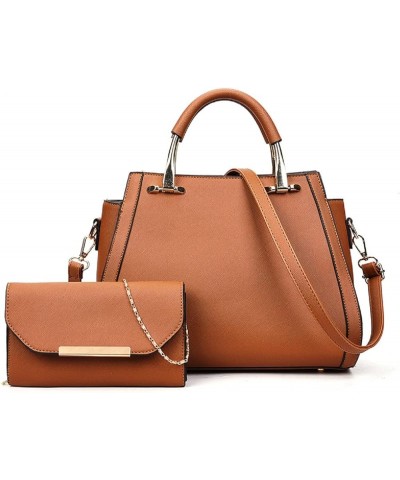 Women Fashion Handbags Wallet Tote Bag Shoulder Bag Top Handle Satchel Purse Set 2pcs Brown $26.09 Totes