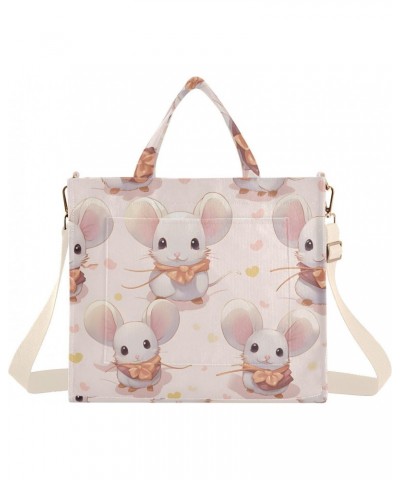 Cute Mouse Patterns Corduroy Tote Versatile Shoulder Bag for Women with Zipper Magnetic Clasp，S $12.98 Totes