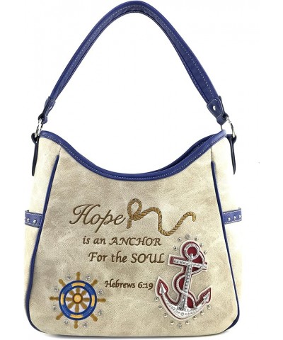 Hope is an Anchor for the Soul Hebrew 6:19 Shoulder Handbag Back Conceal Carry Beige Tote $26.07 Shoulder Bags