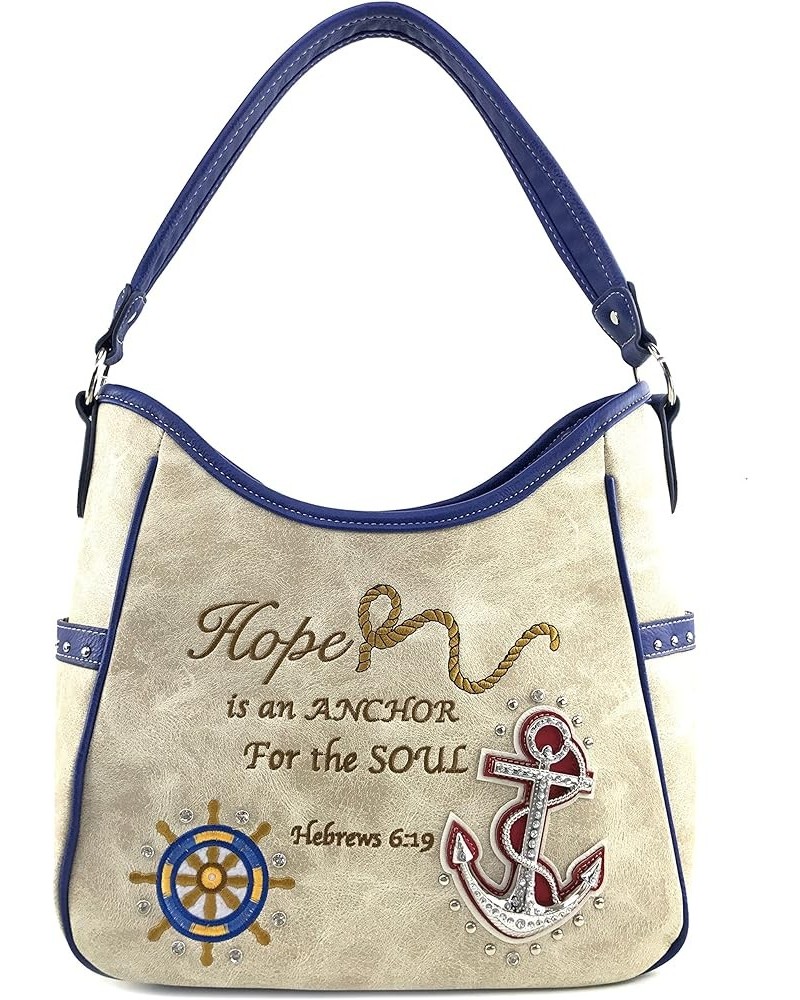 Hope is an Anchor for the Soul Hebrew 6:19 Shoulder Handbag Back Conceal Carry Beige Tote $26.07 Shoulder Bags