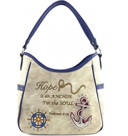 Hope is an Anchor for the Soul Hebrew 6:19 Shoulder Handbag Back Conceal Carry Beige Tote $26.07 Shoulder Bags