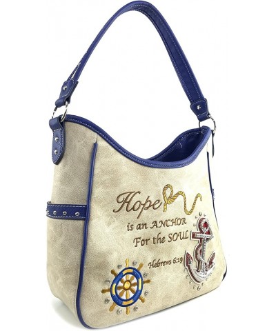 Hope is an Anchor for the Soul Hebrew 6:19 Shoulder Handbag Back Conceal Carry Beige Tote $26.07 Shoulder Bags