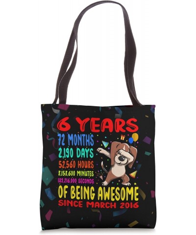 6 Years Of Being Awesome 6th Birthday Kids Dabbing Beagle Tote Bag $13.94 Totes