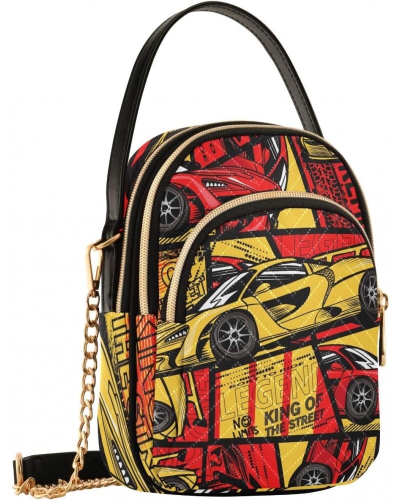 Small Crossbody Bags for Women Trendy Racing Yellow Red Car Travel Sling Bag Women's Crossbody Handbags Satchel Bags $13.51 S...