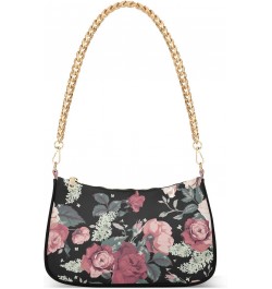 Clutch Shoulder Bags Tote Evening Purse Handbags for Women Hobo Bags Pink Roses Retro with Zipper Closure $13.12 Totes