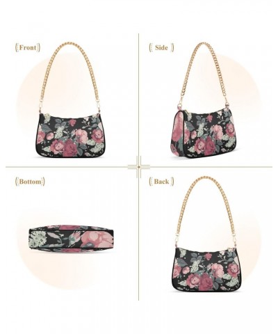 Clutch Shoulder Bags Tote Evening Purse Handbags for Women Hobo Bags Pink Roses Retro with Zipper Closure $13.12 Totes