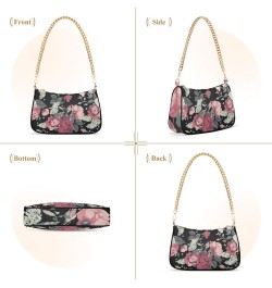 Clutch Shoulder Bags Tote Evening Purse Handbags for Women Hobo Bags Pink Roses Retro with Zipper Closure $13.12 Totes