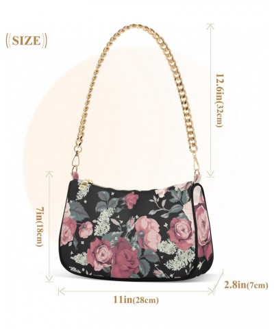 Clutch Shoulder Bags Tote Evening Purse Handbags for Women Hobo Bags Pink Roses Retro with Zipper Closure $13.12 Totes