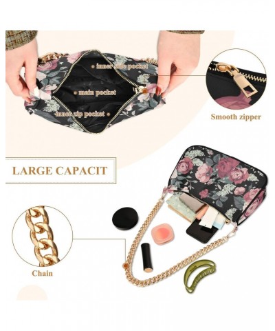 Clutch Shoulder Bags Tote Evening Purse Handbags for Women Hobo Bags Pink Roses Retro with Zipper Closure $13.12 Totes