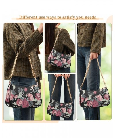 Clutch Shoulder Bags Tote Evening Purse Handbags for Women Hobo Bags Pink Roses Retro with Zipper Closure $13.12 Totes