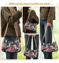 Clutch Shoulder Bags Tote Evening Purse Handbags for Women Hobo Bags Pink Roses Retro with Zipper Closure $13.12 Totes